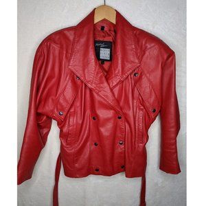 Vintage 80's Rare Micheal Hoban North Beach Red Moto Leather Jacket Size 9/10